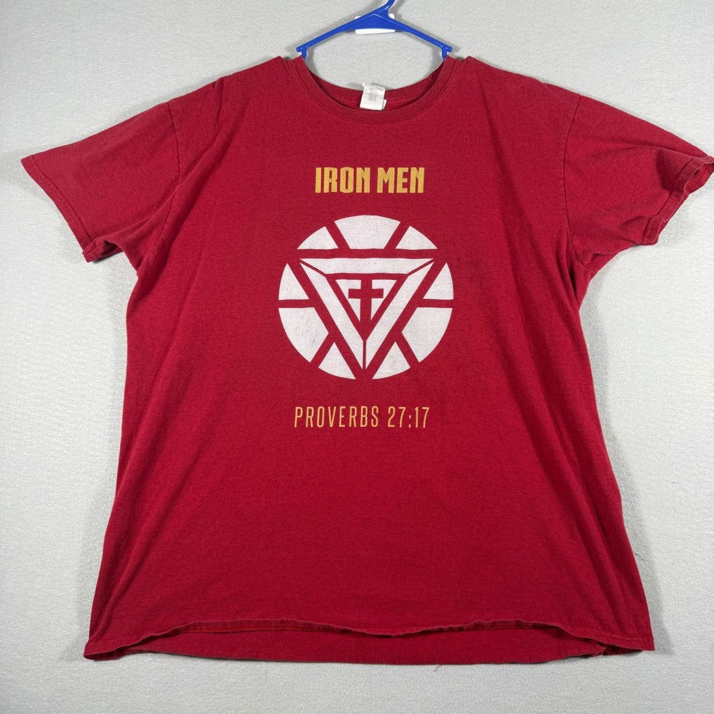 Gildan Iron Men Proverbs 27:17 Christian Graphic T-Shirt Red XL DMC 2018